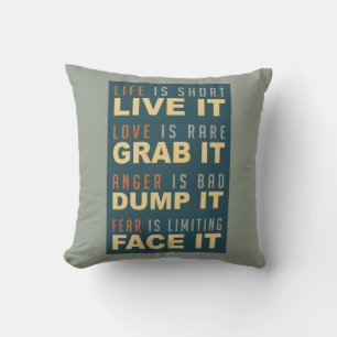 Coussin Motivational Life Conseil jeter l'oreiller