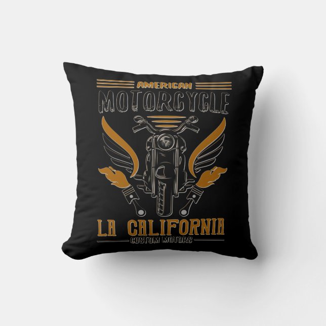 Coussin Moto américain LA California Custom Motors (Recto)
