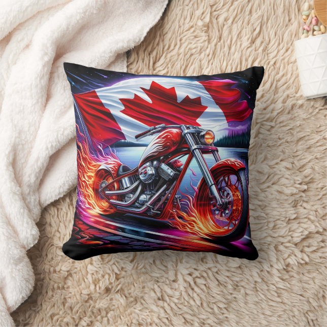 Coussin Moto de la fierté canadienne au coucher du soleil (Couverture)