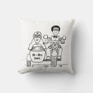 Coussin Moto et Sidecar Mariage cadeau Poussin