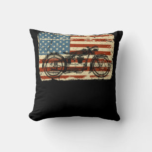 Coussin Moto USA Drapeau patriotique vintage juillet 4
