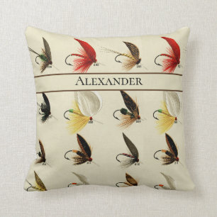 Coussin Mouche Pêche mouches Rustique Aquarelle masculine