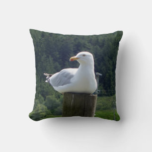 Coussin Mouette Côtière Pittoresque au Repos avec Fond de