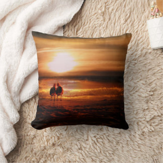 Coussin Mouettes - Lovebirds au coucher du soleil