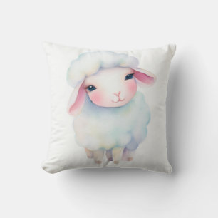Coussin Mouflon mignon d'aquarelle douce