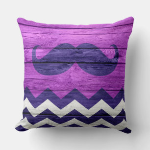 Coussin Moustache Chevron Vintage bois #2