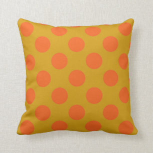 Coussin Moutarde et pois orange