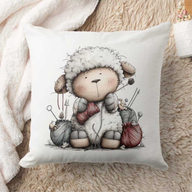 Coussin Mouton à Tricoter Mignon Fantaisiste (Couverture)