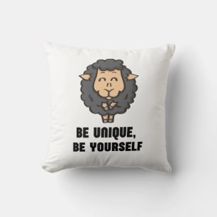 Coussin mouton noir : Soyez unique, soyez vous-même