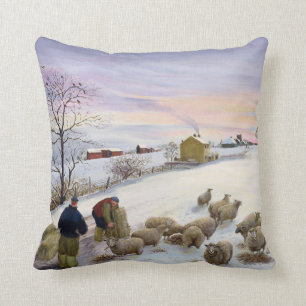 Coussin Moutons de alimentation en hiver