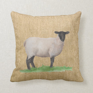 Coussin Moutons du Suffolk d'aquarelle