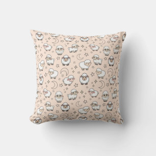 Coussin Moutons mignons endormis et Lune avec Étoiles
