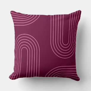 Coussin moyen siècle moderne rétro baie rose géométrique