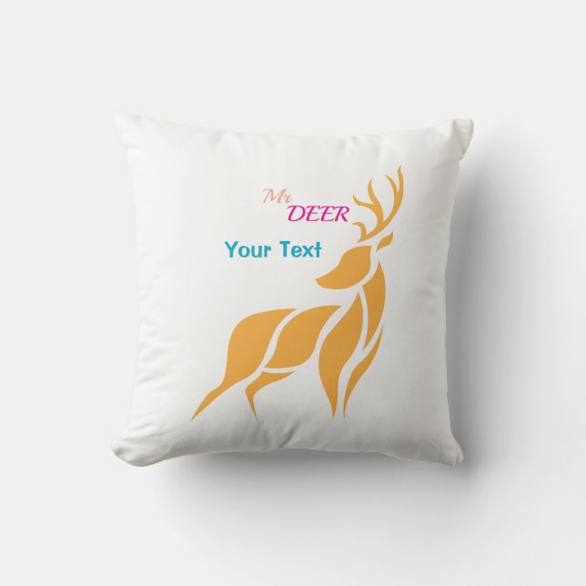 Coussin Mr. Deer Graphic – Rustic Woodland Style (Recto)