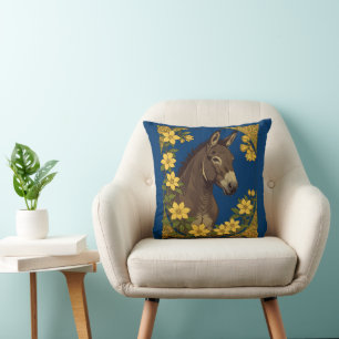 Coussin Mule Animal Agricole Entouré De Flux De Jasmin Jau