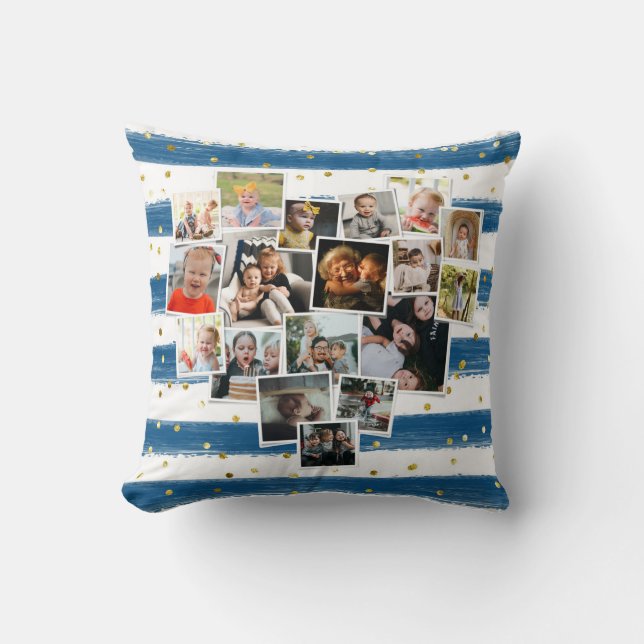 Coussin Multiphoto Collage forme coeur mignonne famille (Recto)