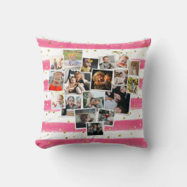 Coussin Multiphoto Collage forme coeur mignonne famille