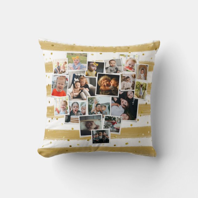 Coussin Multiphoto Collage forme coeur mignonne famille (Recto)