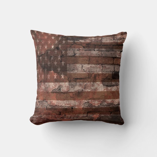 Coussin Mur de briques du drapeau américain (Recto)