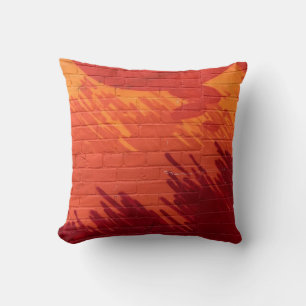Coussin Mur en brique rouge et orange