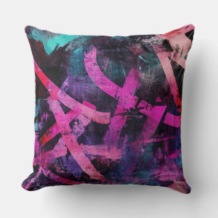 Coussin Murale de rue avec coulures superposées et couleur