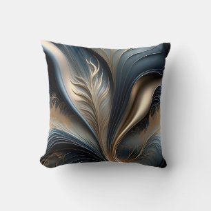 Coussin Murmur d'Émeraude - Turquoise - Art Floral Abstrai
