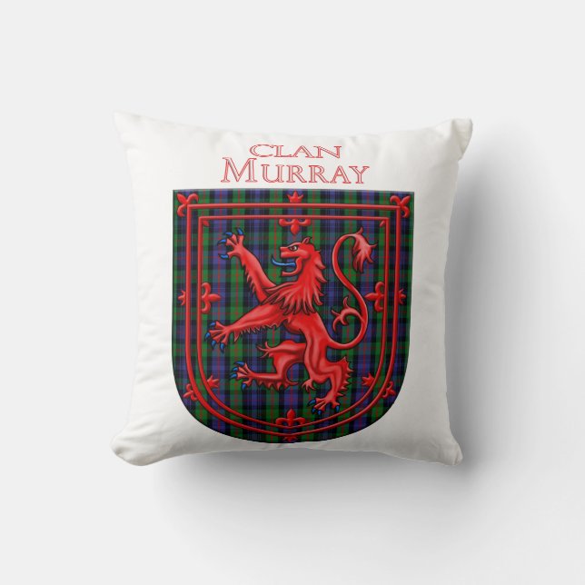 Coussin Murray Tartan Scottish Plaid Lion Rampant (Recto)