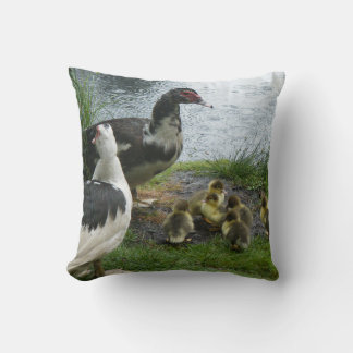 Coussin Muscovy Famille De Canards Dans La Pluie Jouer Ore