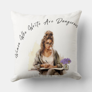 Coussin Muse créative : Femme Écrivant 20x20 Jeu d'oreille