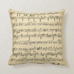 Coussin Musique de feuille vintage
