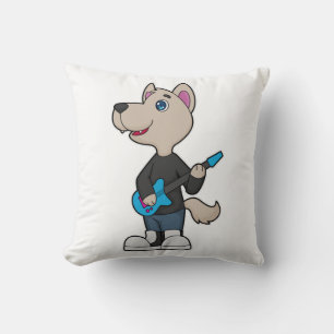 Coussin Musique de guitare musicienne de chien