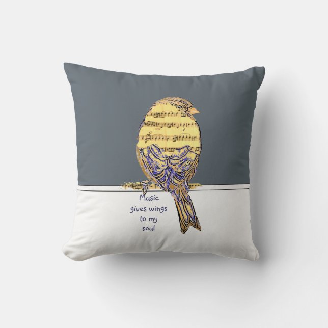 Coussin Musique donne des ailes à mon âme Musique Note Ois (Recto)