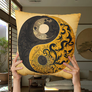 Coussin Mustard Jaune et Yang Contemporain