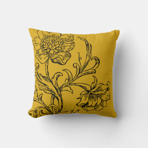 Coussin Mustard Jaune Styliste Floral