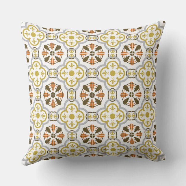 Coussin Mustard Orange Alhambra Throw Pillow (Verso)