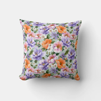Coussin Muted Colorful Flowers Boho flower