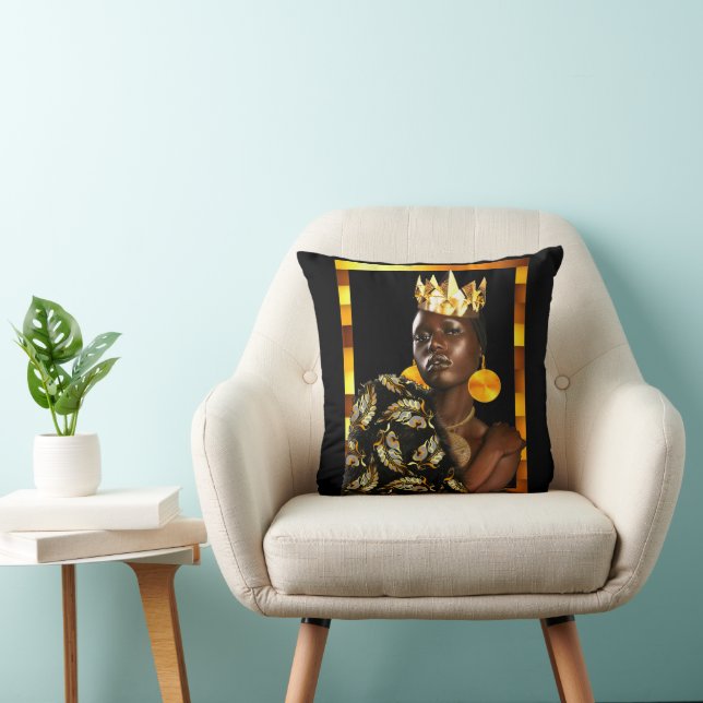 Coussin My Black Queen : Fête de Glam Afrocentrée (Chaise)