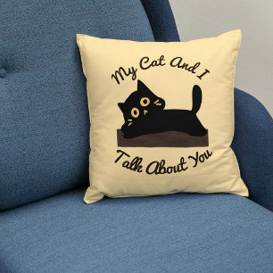 Coussin My Cat Parle De Vous Drôle Citation Black Pet Beig