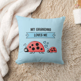 Coussin My Grandma loves me ladybugs blue baby