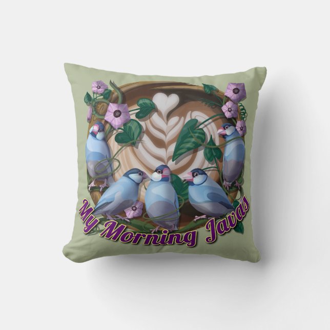 Coussin My morning JAVA with Java sparrows (Recto)