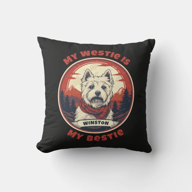 Coussin My Westie is My Bestie Cute West Highland Terrier (Recto)