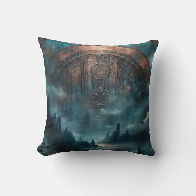 Coussin Mystic Gothic Art - Blue Copper Patina Decorative  (Recto)