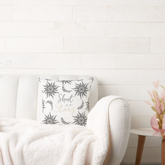 Coussin Mystic Sun Moon noir et blanc (Canapé)