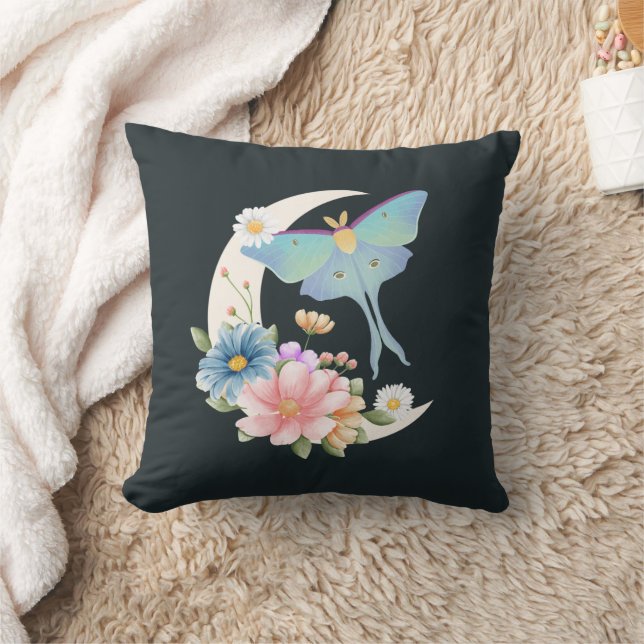Coussin Mystique Luna Moth Floral Moon Dark Witchy Gothiqu (Couverture)