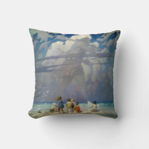 Coussin N.C. Wyeth Le Géant 1923 Illustration Vintage