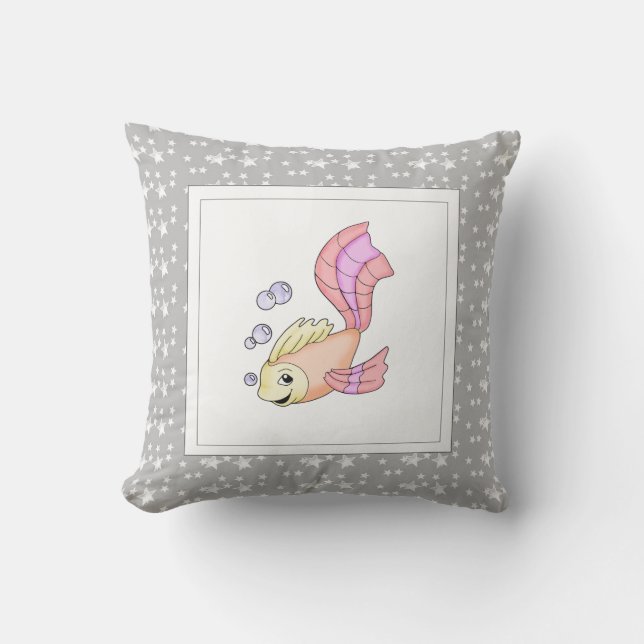 Coussin Naissance moderne bébé pour enfants Poisson rose (Recto)