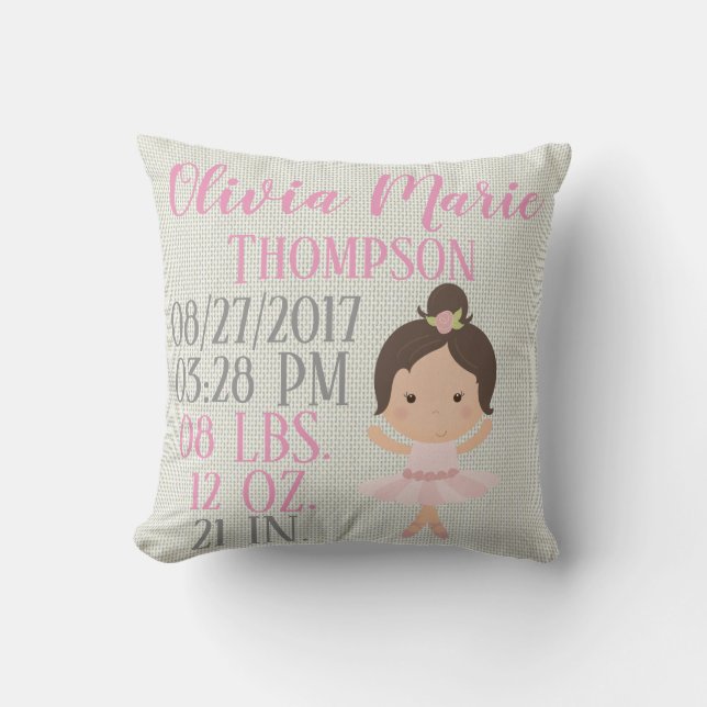Coussin Naissance rose de danseur classique de ballerine (Recto)