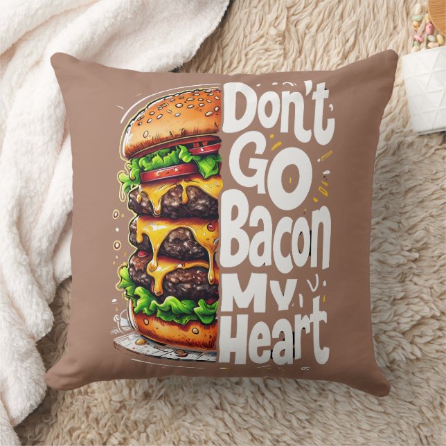 Coussin N'allez pas Bacon Mon coeur amusant jeu de nourrit (Couverture)