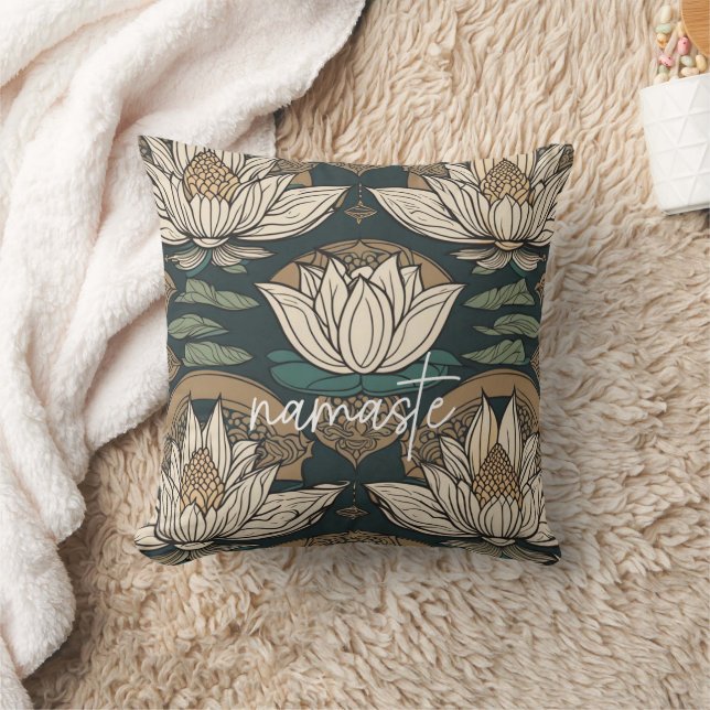 Coussin Namaste, Yoga, Méditation, Paix, Respect (Couverture)