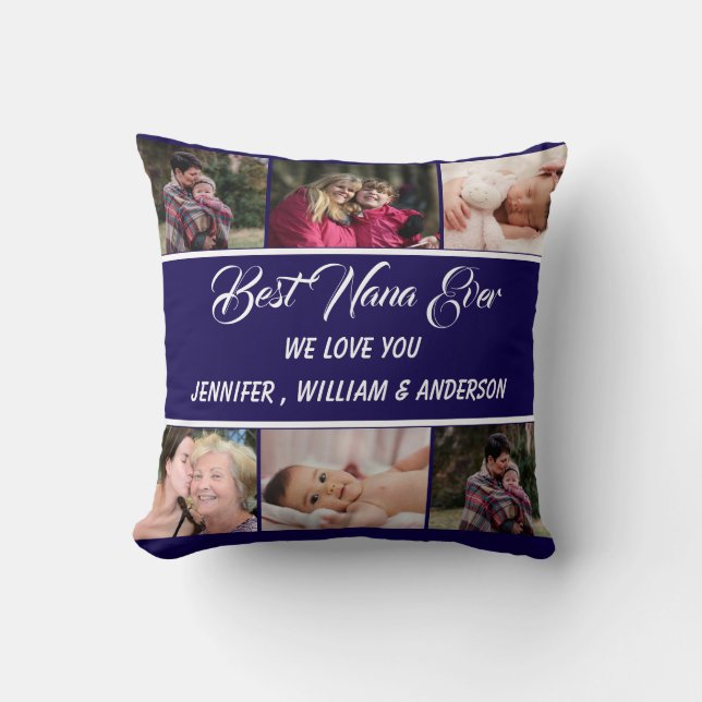Coussin Nana Ever Grandchildren Photo Collation Names (Recto)
